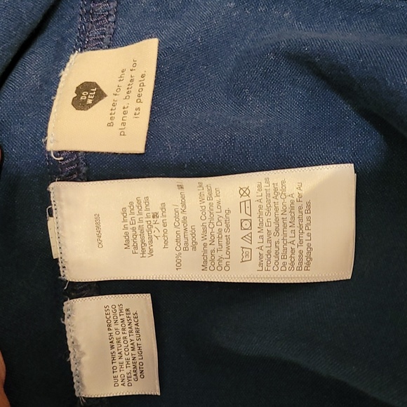 Madewell Quilted Tie Front Bib Dress in Indigo Floral - Picture 6 of 7